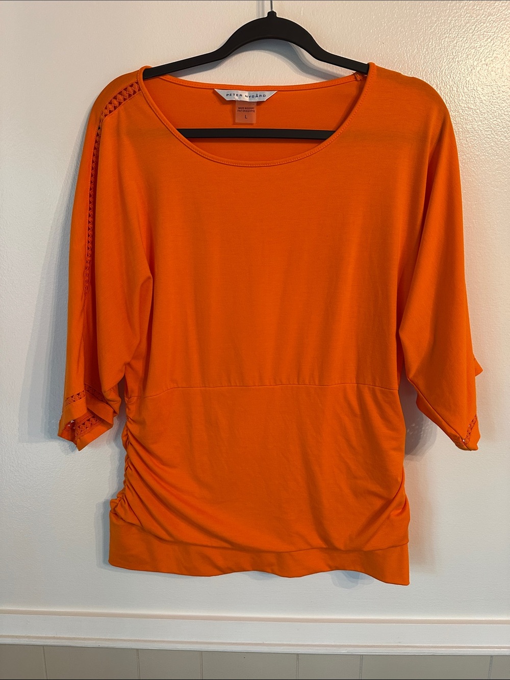 Peter Nygard  Orange Short Sleeve Ruched Tunic Size L